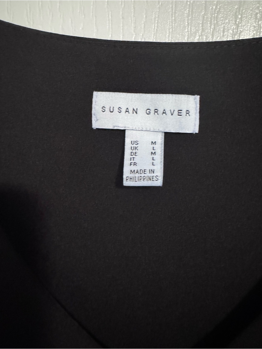 Susan Graver Black Sleeveless Layered V-Neck Dress Size M - Picture 5 of 7